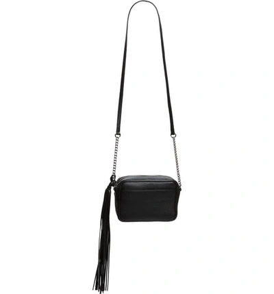 Shop Zadig & Voltaire Boxy Extra Small Tassel Leather Crossbody Bag In Noir