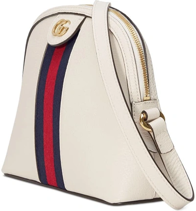 Shop Gucci Small Ophidia Leather Shoulder Bag In Mystic White/ Blue Red Blue