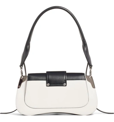 Shop Prada Leather Shoulder Bag In Bianco/ Nero