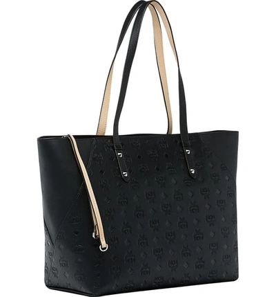 Shop Mcm Medium Klara Monogram Leather Shopper In Black