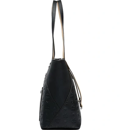 Shop Mcm Medium Klara Monogram Leather Shopper In Black