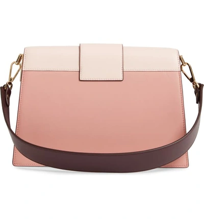 Shop Strathberry Crescent Colorblock Leather Shoulder Bag - Pink In Soft Pink/ Rose/ Burgundy