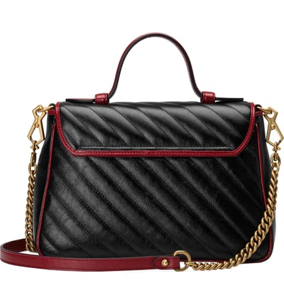 Shop Gucci Small Gg 2.0 Matelasse Leather Top Handle Bag In Nero/ Romantic Cerise
