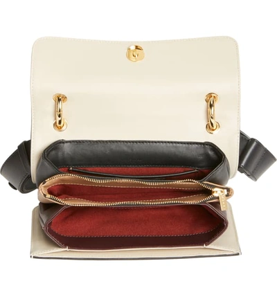 Shop Marni Beat Leather Crossbody Bag In Antique White/ Eggplant/ Wheat