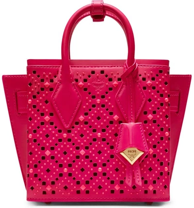 Shop Mcm Mini Milla Perforated Leather Tote - Pink In Sugar Pink