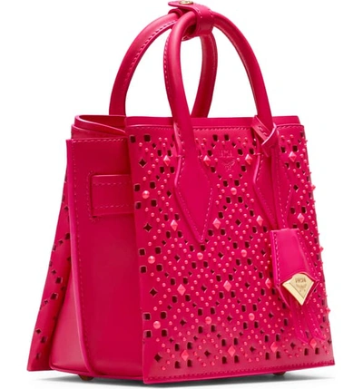 Shop Mcm Mini Milla Perforated Leather Tote - Pink In Sugar Pink