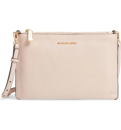 Shop Michael Michael Kors Leather Double Pouch Crossbody Bag - Pink In Soft Pink