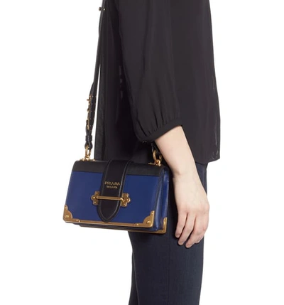 Shop Prada Cahier Crossbody Bag - Blue In Inchiostro/ Nero