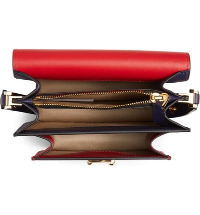 Shop Marni Small Trunk Colorblock Leather Shoulder Bag In Hot Red/ Blue Black
