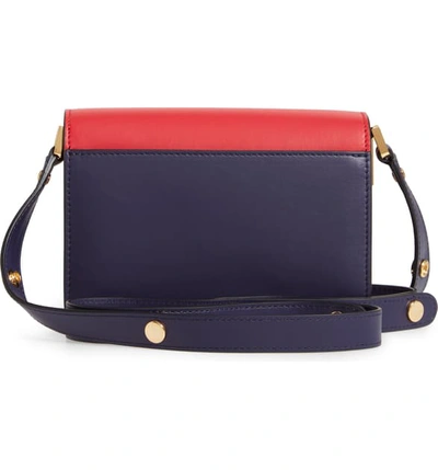 Shop Marni Small Trunk Colorblock Leather Shoulder Bag In Hot Red/ Blue Black