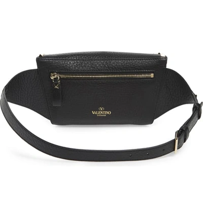 Shop Valentino Rockstud Leather Belt Bag - Black In Nero