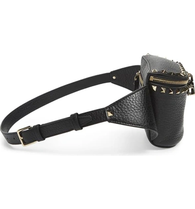 Shop Valentino Rockstud Leather Belt Bag - Black In Nero