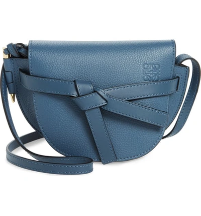 Shop Loewe Gate Mini Leather Crossbody Bag - Blue In Steel Blue