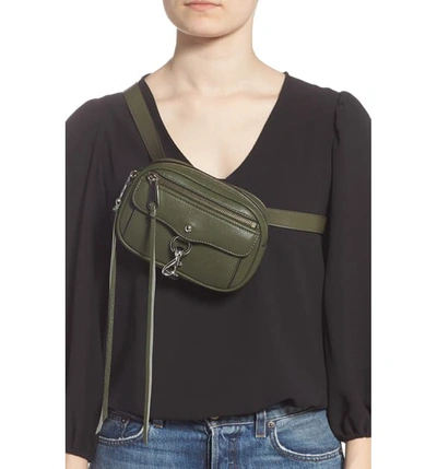 Shop Rebecca Minkoff Blythe Leather Belt Bag - Green In Hunter