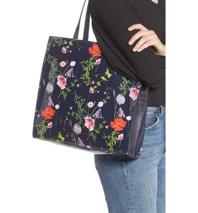 Shop Ted Baker Primcon Hedgerow Print Large Icon Tote - Blue In Dark Blue