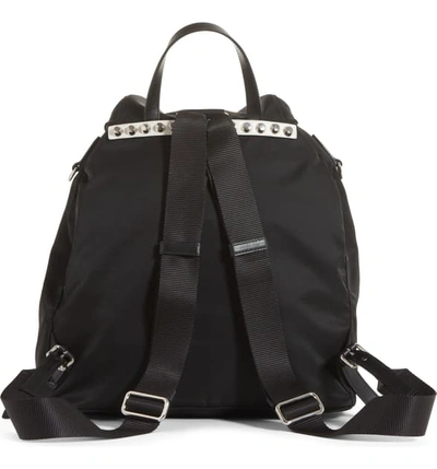 Shop Prada Studded Nylon Backpack In Nero/ Fuoco