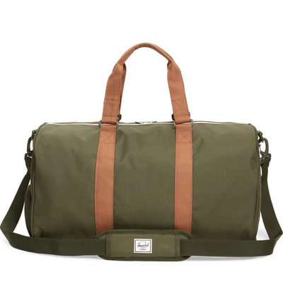 Shop Herschel Supply Co. Duffle Bag - Green In Dark Olive/ Saddle Brown