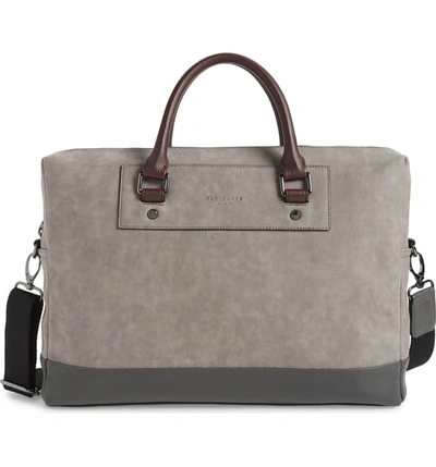 Shop Ted Baker Pitza Faux Leather Document Bag - Grey