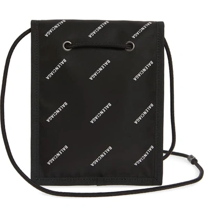 Shop Balenciaga Logo Canvas Pouch In Black/white