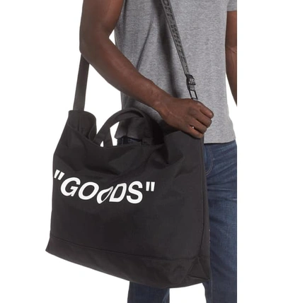 Shop Off-white Quote Canvas Tote In Black White