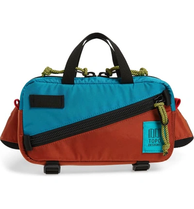 Shop Topo Designs Mini Quick Pack Belt Bag - Orange In Clay/ Turquoise