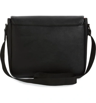 Shop Ted Baker Tabec Faux Leather Messenger Bag In Black