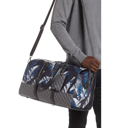 Shop Ted Baker Gelada Print Faux Leather Duffle Bag In Navy