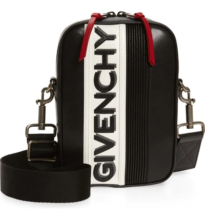 Shop Givenchy Mc3 Leather Crossbody Bag In Black/ White