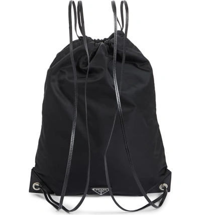 Shop Prada Technical Fabric Drawstring Backpack In Black