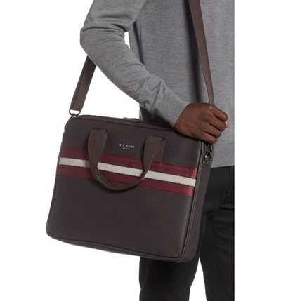 Shop Ted Baker Sandar Faux Leather Document Bag In Chocolate