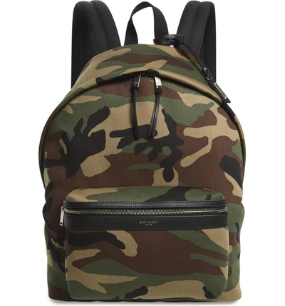 Shop Saint Laurent Camo City Backpack - Black