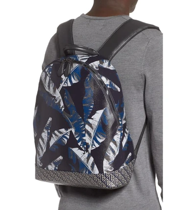 Shop Ted Baker Faux Leather Print Backpack In Navy