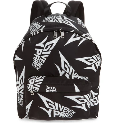 Shop Givenchy Logo Print Nylon Backpack In Black/ White