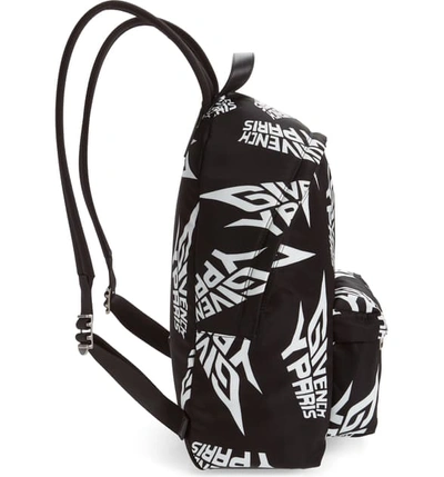 Shop Givenchy Logo Print Nylon Backpack In Black/ White