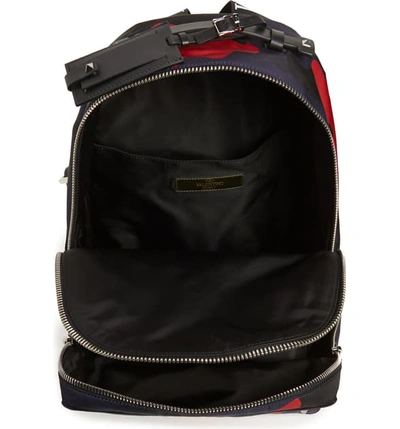 Shop Valentino Camo Backpack - Blue In Marine/ Scarlet