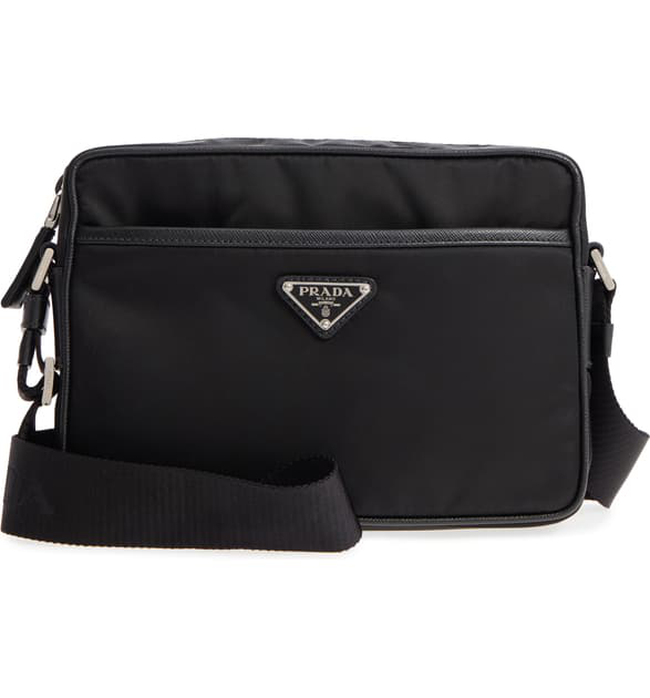 prada black messenger bag