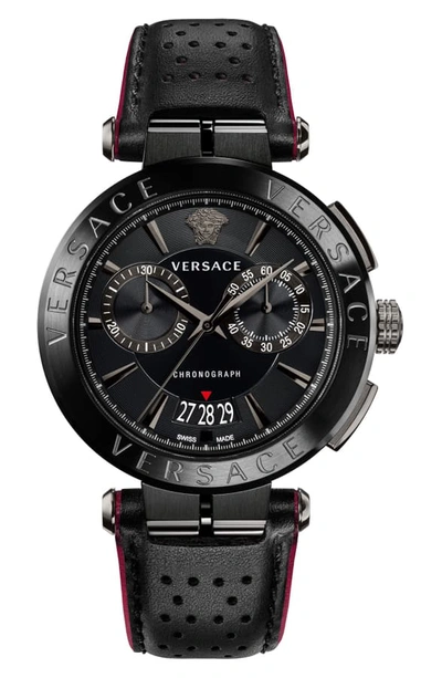 Shop Versace Aion Chronograph Leather Strap Watch, 45mm