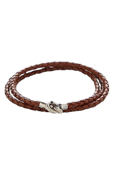 Shop Degs & Sal Leather Wrap Bracelet In Saddle