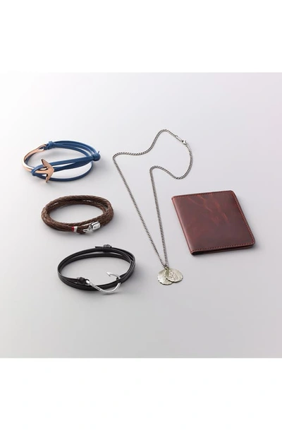 Shop Miansai Silver Hook Leather Bracelet In Navy Blue