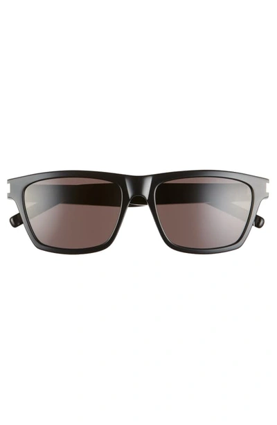 Shop Saint Laurent 56mm Flat-top Sunglasses In Black