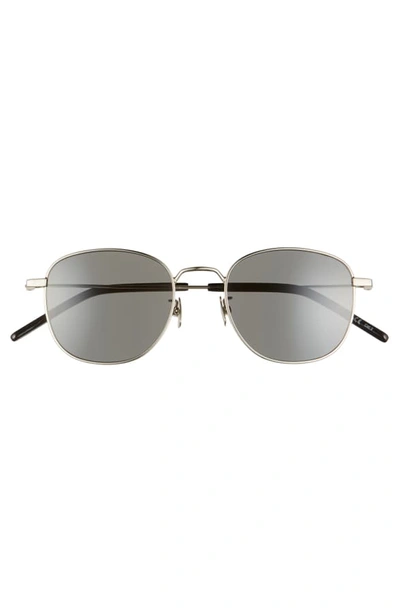 Shop Saint Laurent 50mm Square Sunglasses In Silver