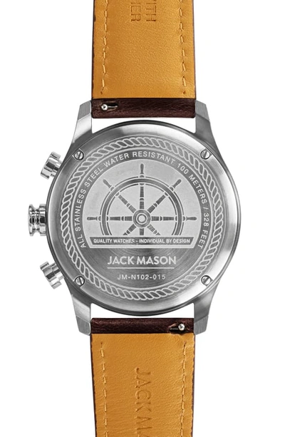 Shop Jack Mason Nautical Chronograph Leather Strap Watch, 42mm In Silver