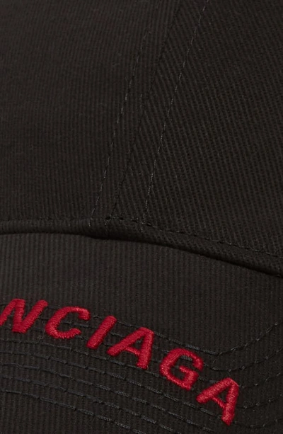Shop Balenciaga Logo Embroidered Baseball Cap In Black Bordeaux