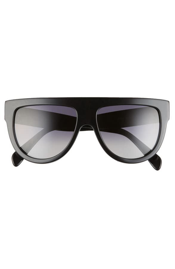 Celine 58mm Polarized Aviator Sunglasses In Shiny Black | ModeSens