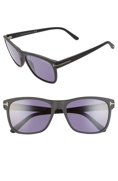 Shop Tom Ford Giulio 59mm Square Sunglasses In Matte Black / Blue
