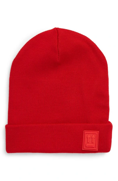 Shop Off-white Logo Patch Wool Beanie In Red