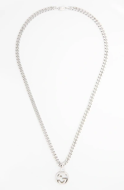 Shop Gucci Interlocking Pendant Necklace In Silver