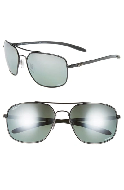 Shop Ray Ban 62mm Polarized Square Sunglasses In Black