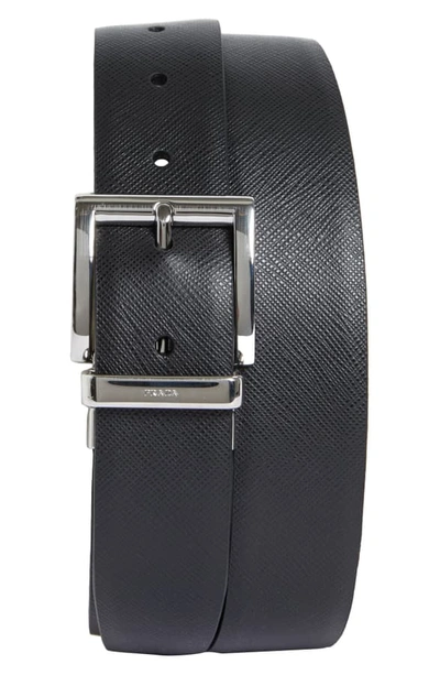 Shop Prada Reversible Leather Belt In Nero