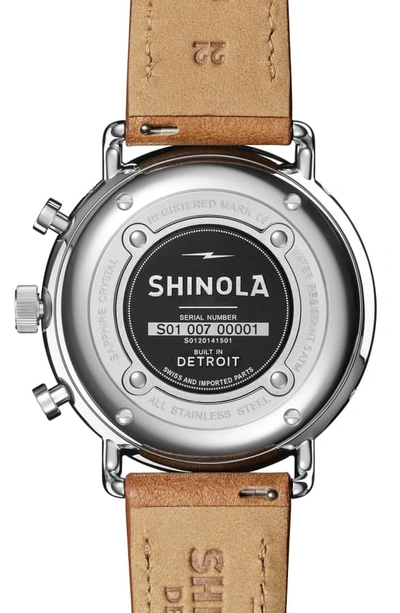 Shop Shinola The Canfield Sport Chronograph Leather Strap Watch Set, 45mm In Cognac/white